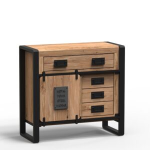 Jupiter Industrial Highboard A Fusion of Acacia Wood and Metal